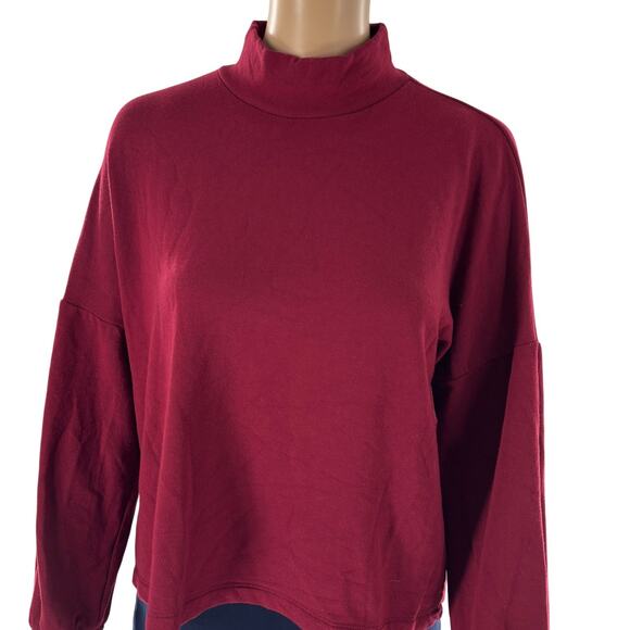 Amour Vert Mulberry Red Aubin Fleece Mock Neck Sweater - Picture 6 of 12